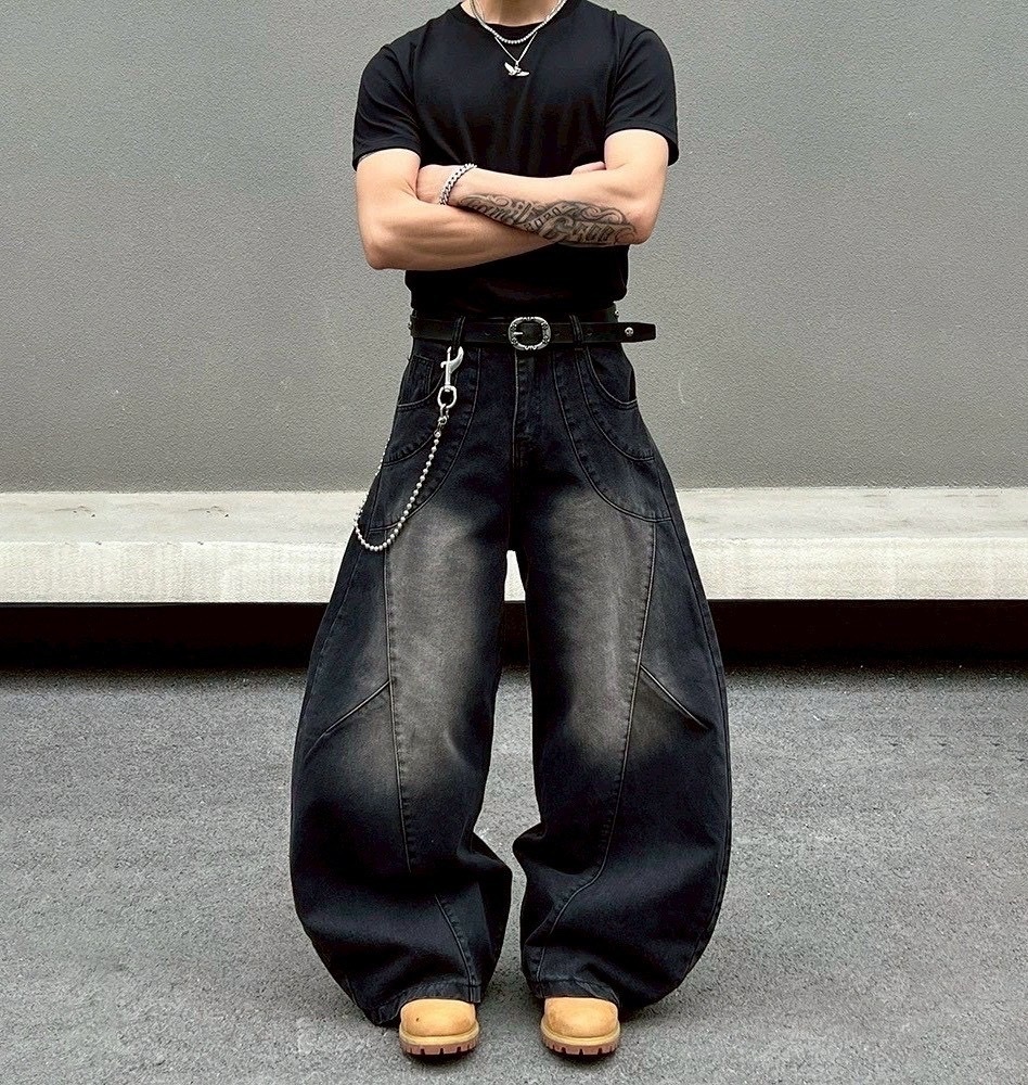 立體 剪裁 車線 刷白 彎刀 牛仔 長褲 彎刀褲