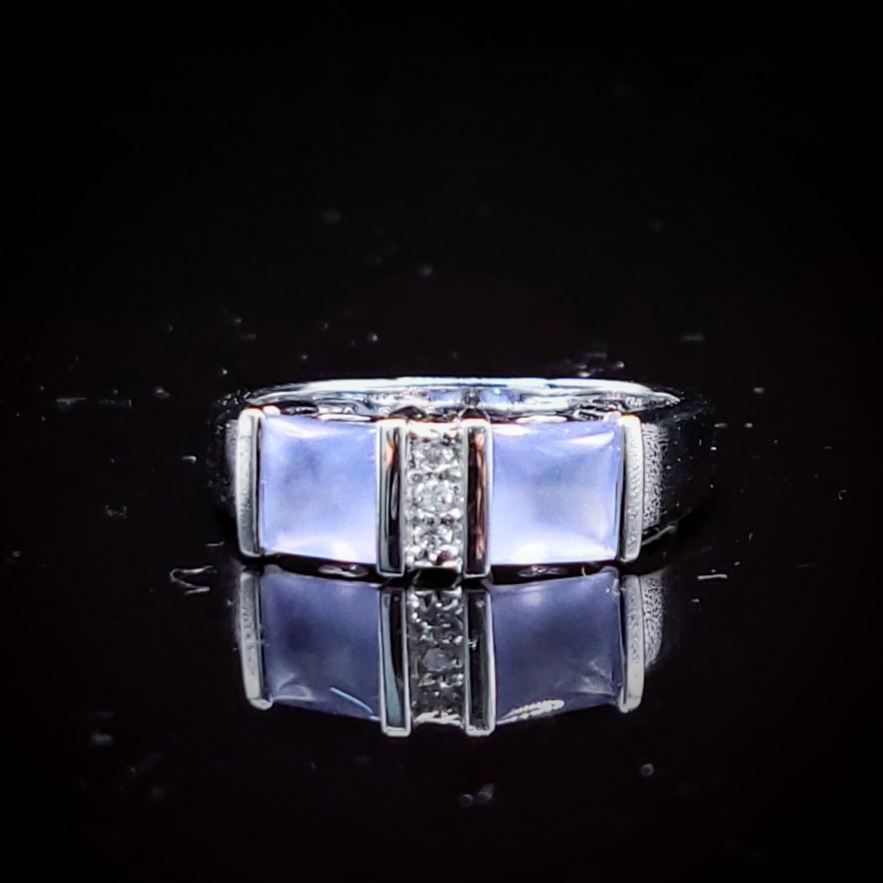 全新18K白金鑽石水晶戒指