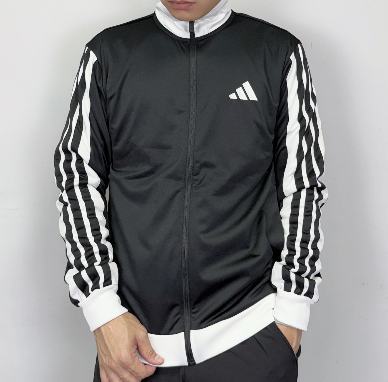 Adidas 愛迪達 黑白拼接 經典三線 立領外套 運動外套