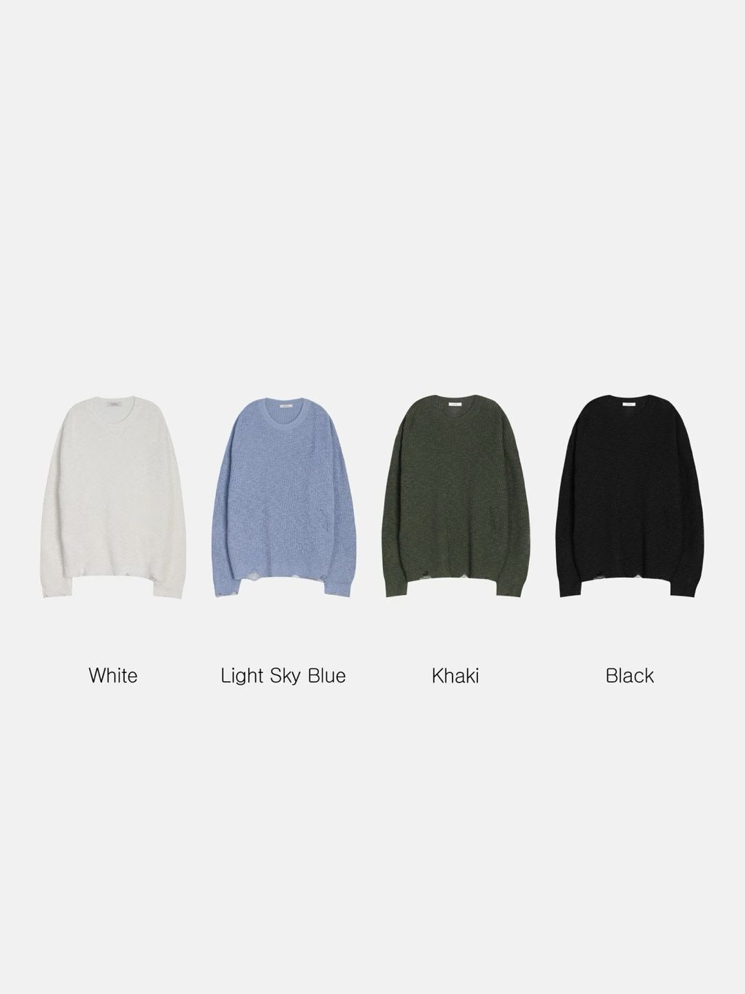 淨色破洞針織衫 LOCAL-020T