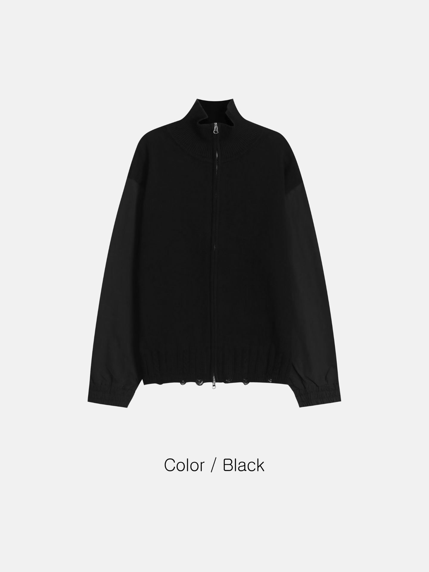 淨色反領拉鍊針織外套 LOCAL-021JK