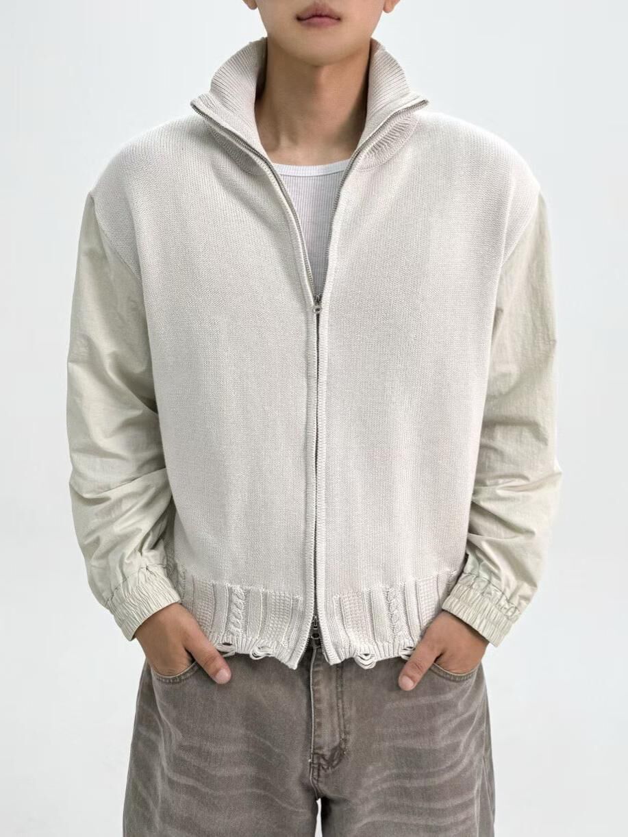 淨色反領拉鍊針織外套 LOCAL-021JK