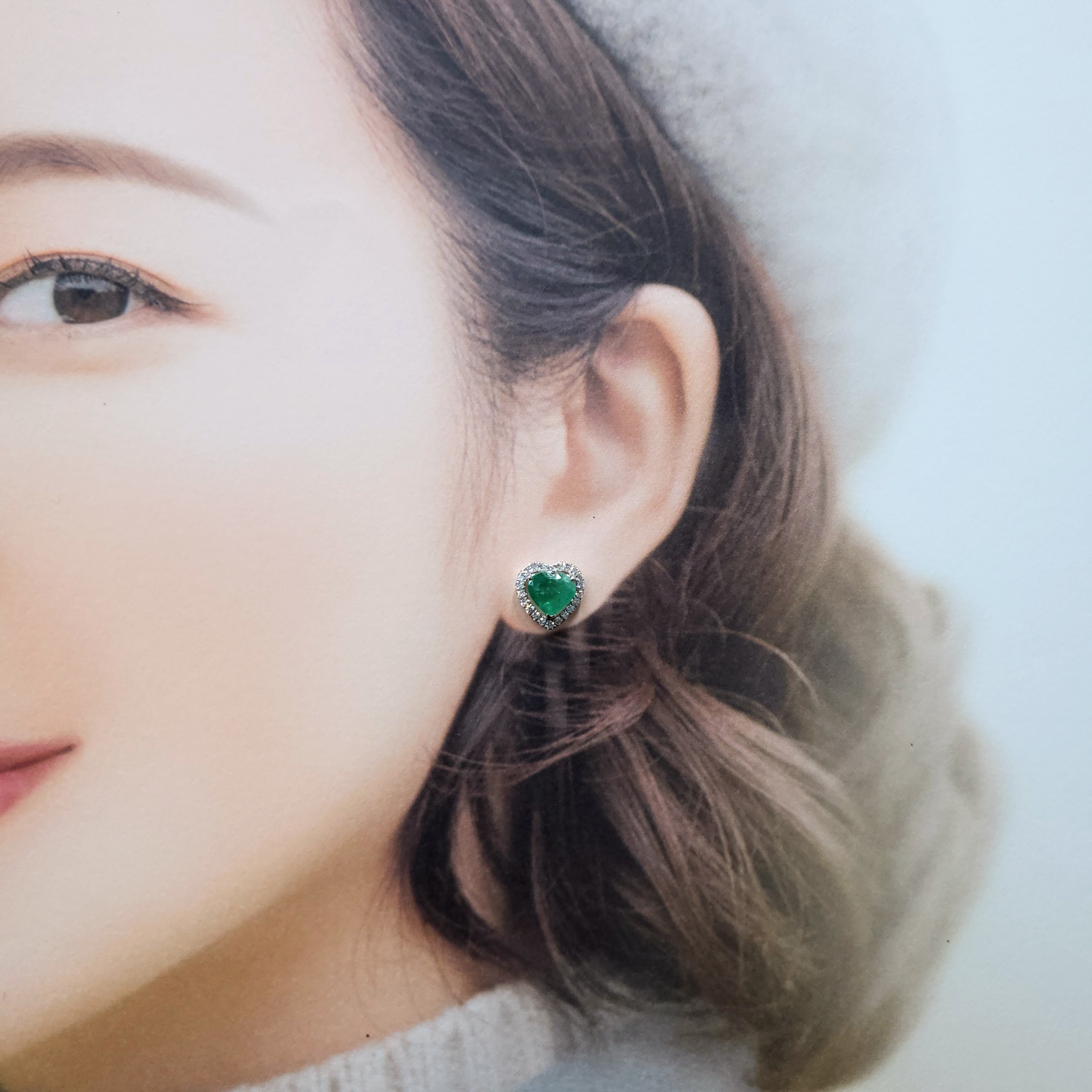 18K White Gold 3.19ct Emerald and Diamond Earrings