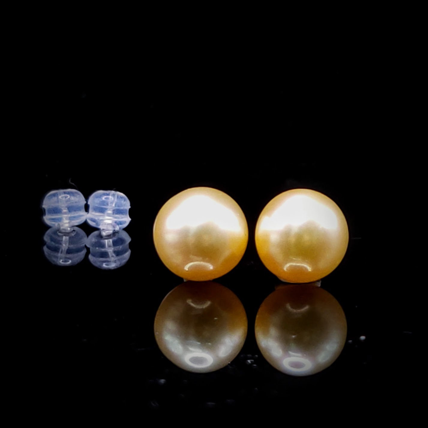 全新18K白金黃金珍珠耳環