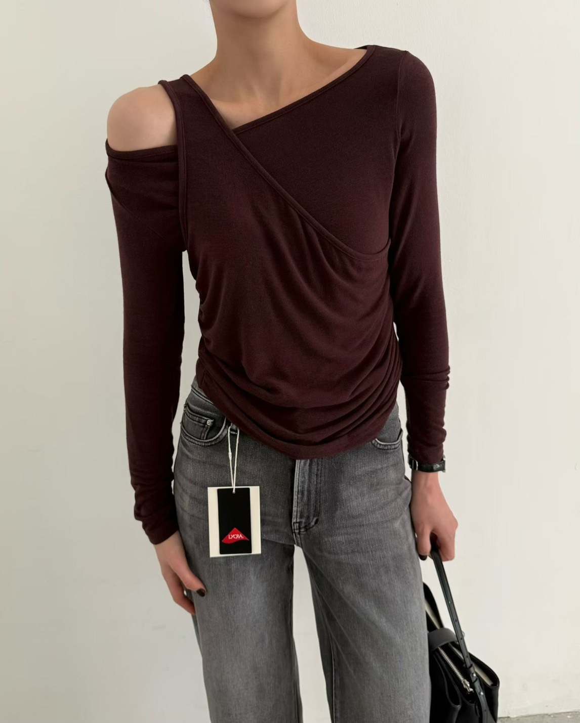 單掛肩造型長袖T