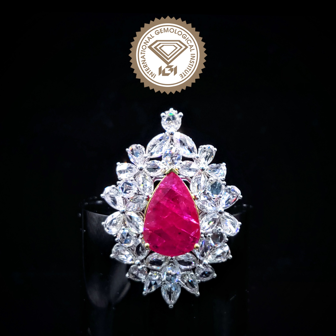 18K Gold 6.72ct Ruby and Diamond Ring
