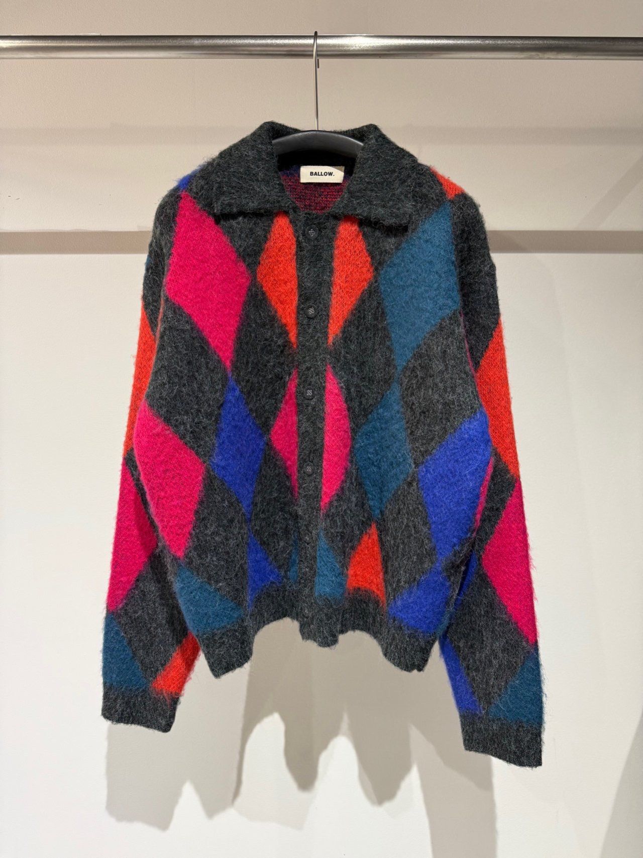 菱格反領開胸針織外套 BALLOW-015JK