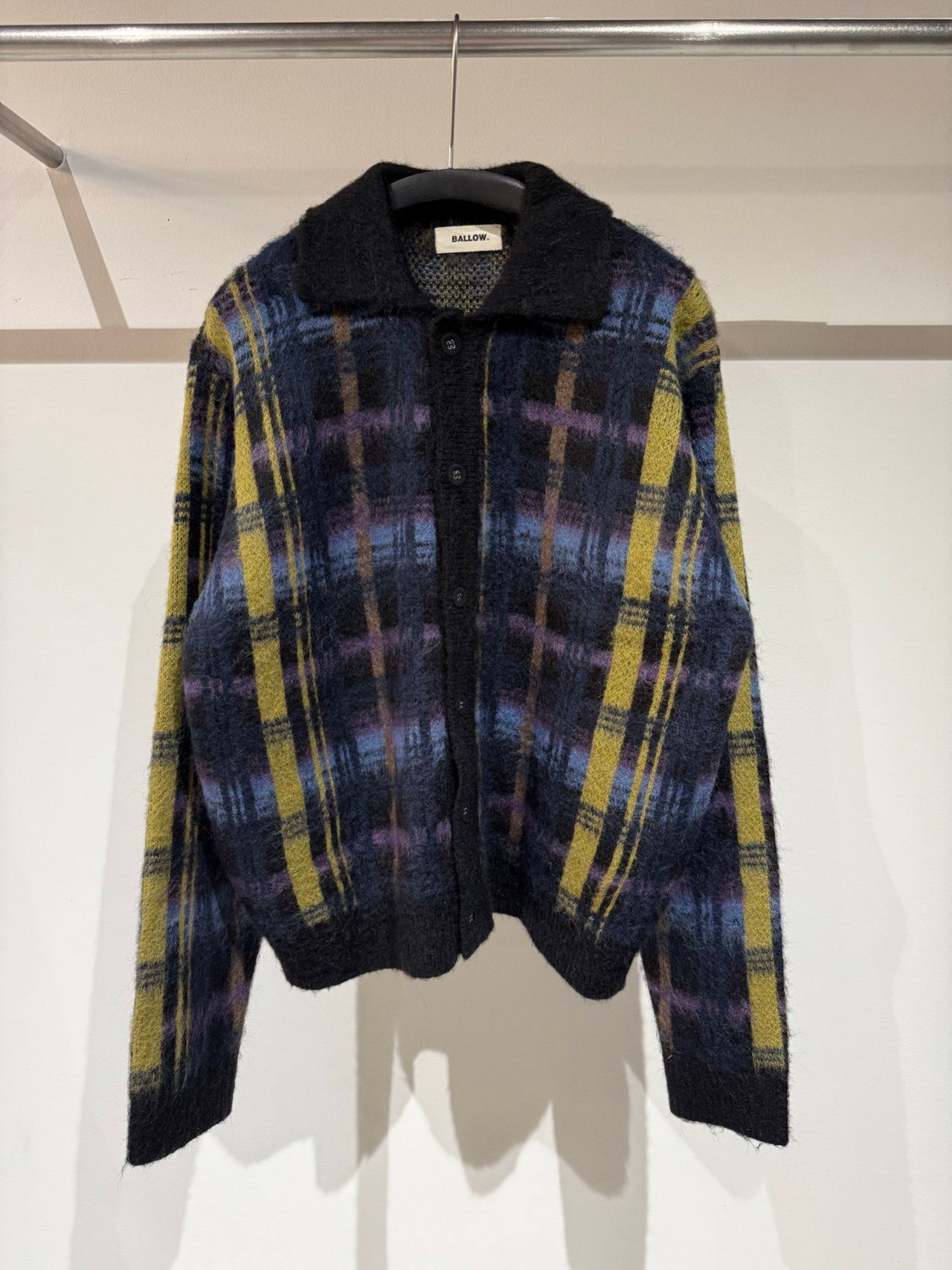 格仔反領開胸針織外套 BALLOW-016JK