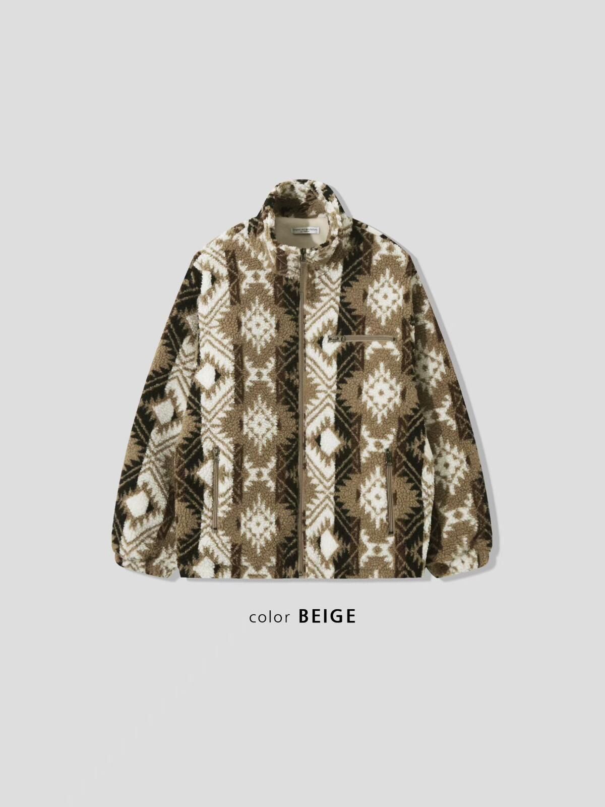 企領民族花拉鍊毛絨外套 BALLOW-020JK