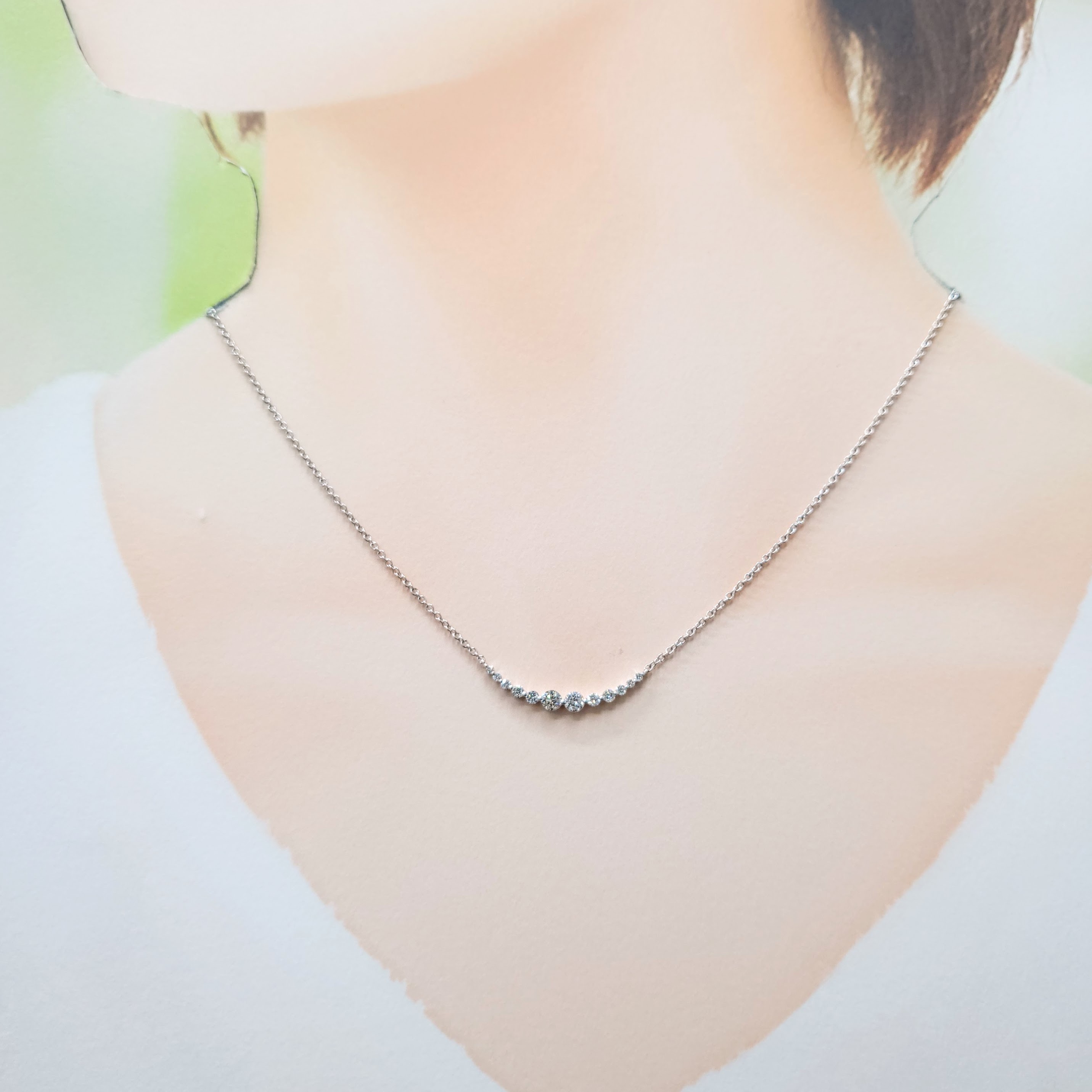 全新18K白金41份鑽石頸鍊