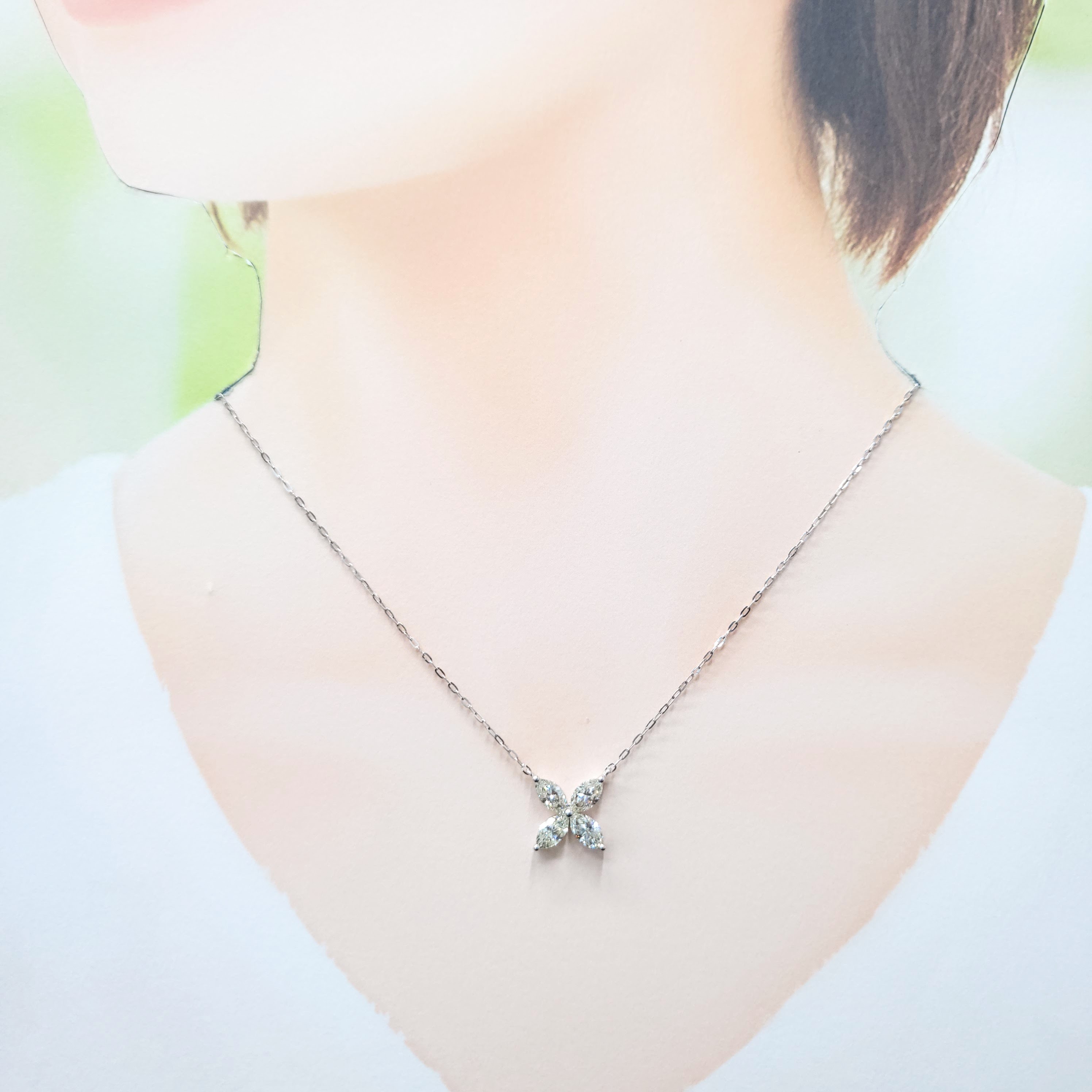 全新18K白金1卡67份鑽石頸鍊