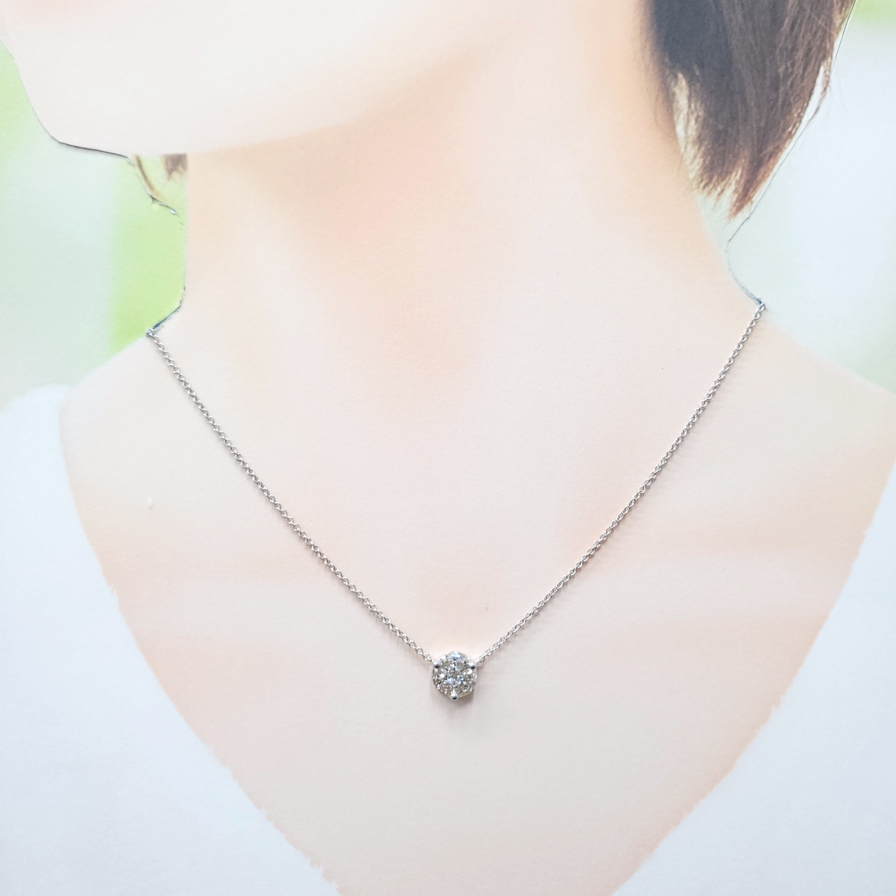 全新18K白金92份鑽石頸鍊