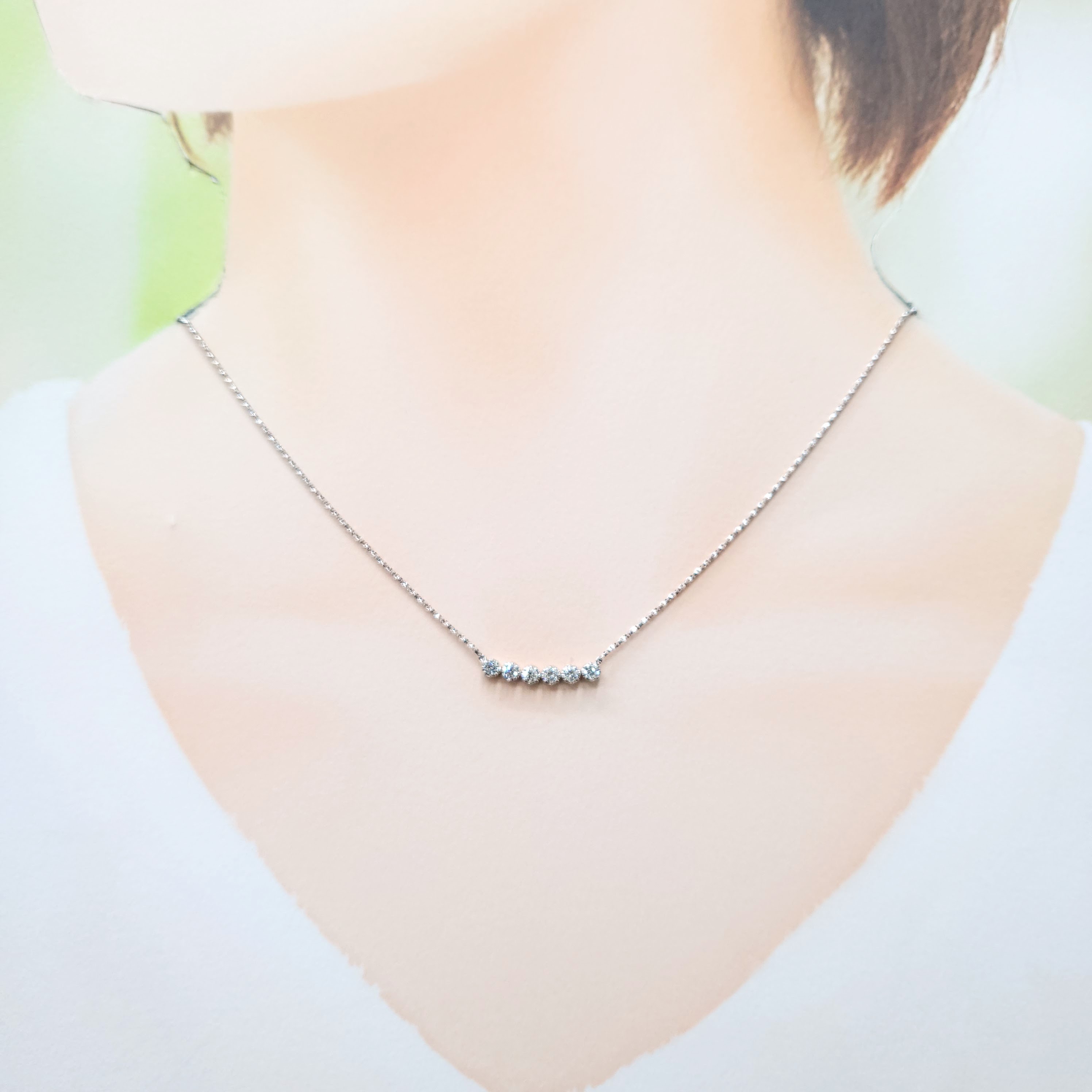 全新14K白金23份鑽石頸鍊