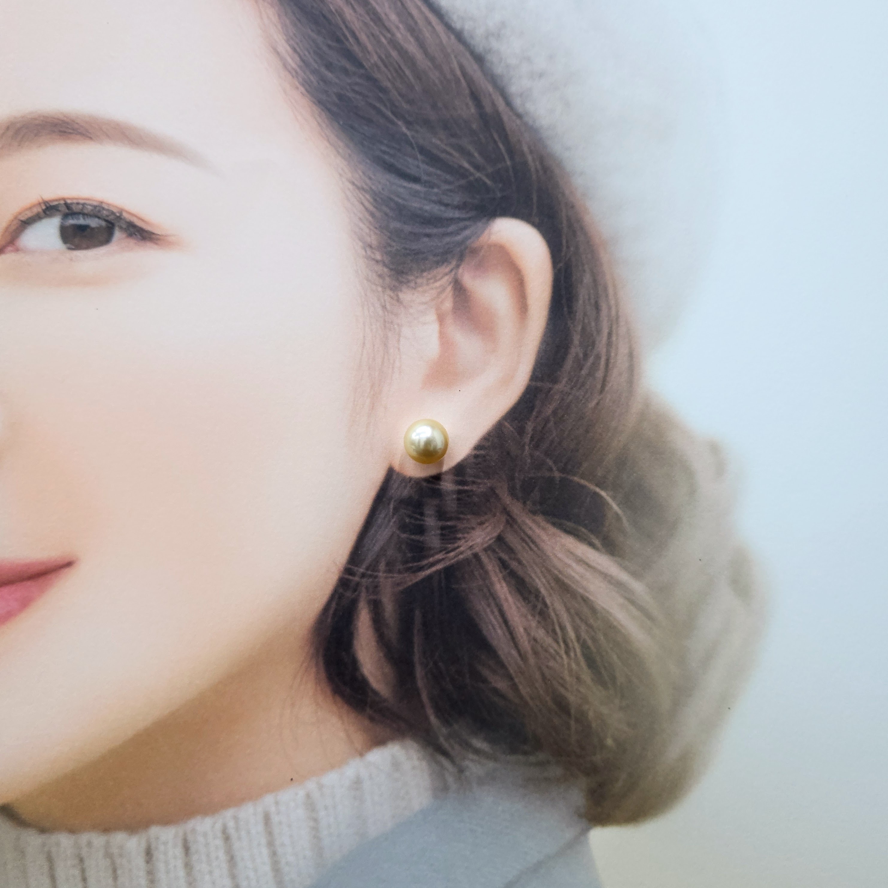 全新18K白金黃金珍珠耳環