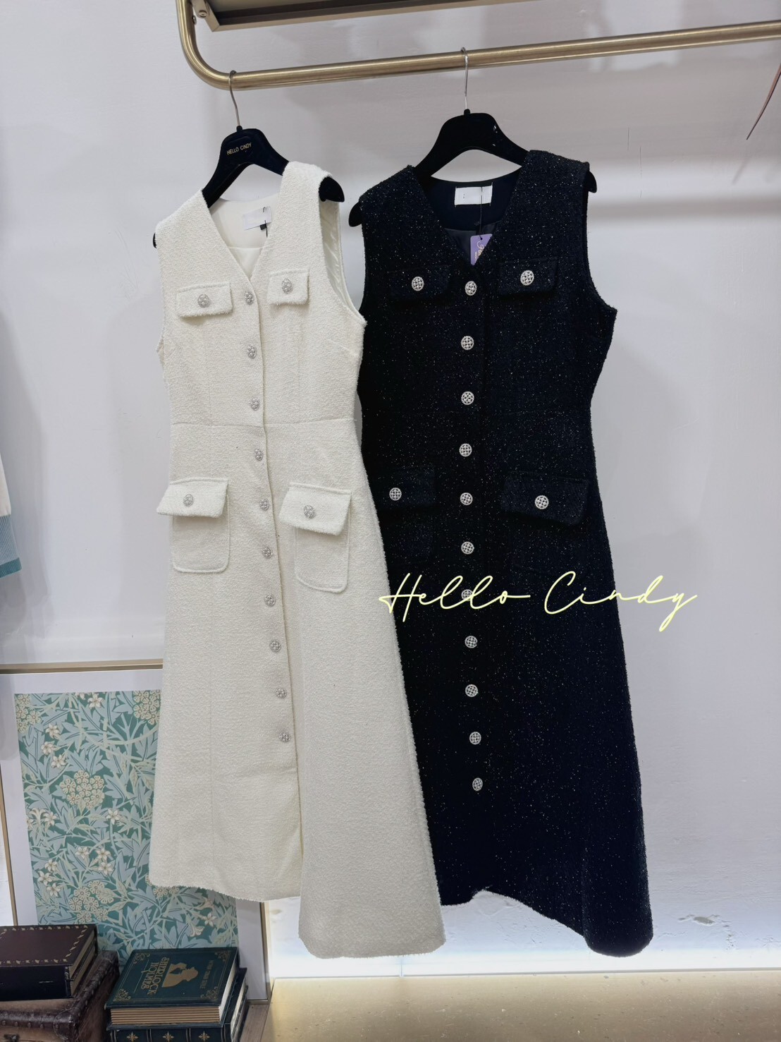 B11066 法式優雅V領小香風經典洋裝