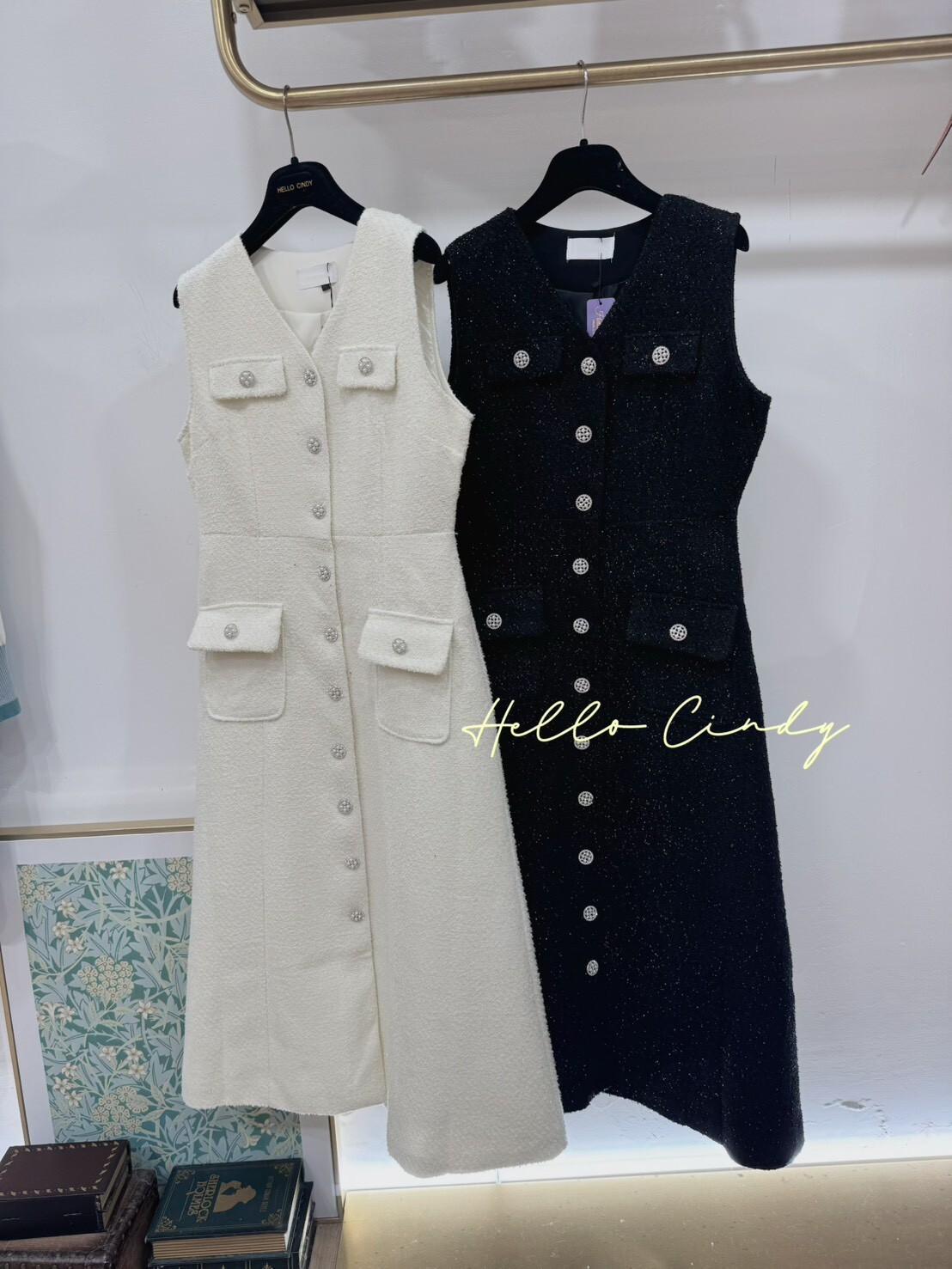 B11066 法式優雅V領小香風經典洋裝