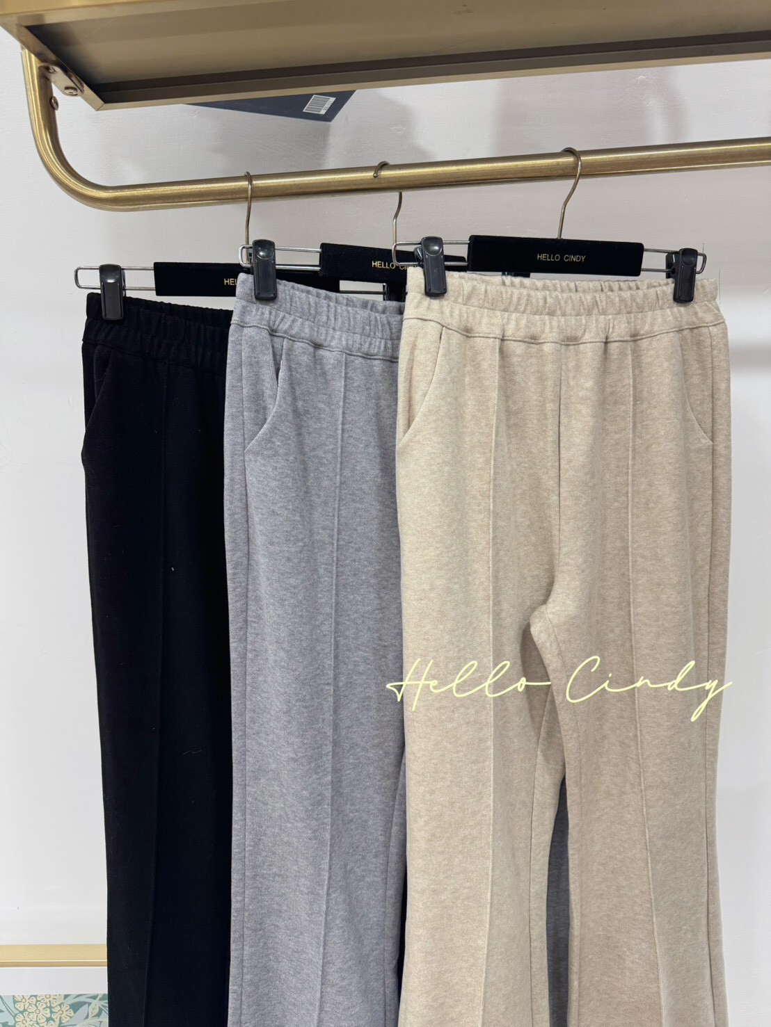 B11073 超顯瘦長的車線柔軟仿羊絨喇叭長褲