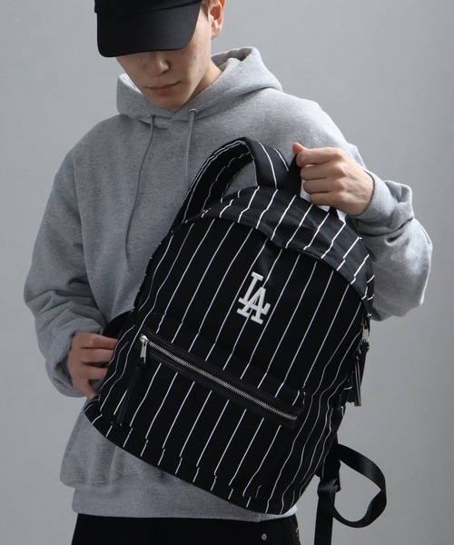 【現貨】J1112902 MLB 條紋棉布背包 ‎ LA-MBBK175 只限黑色