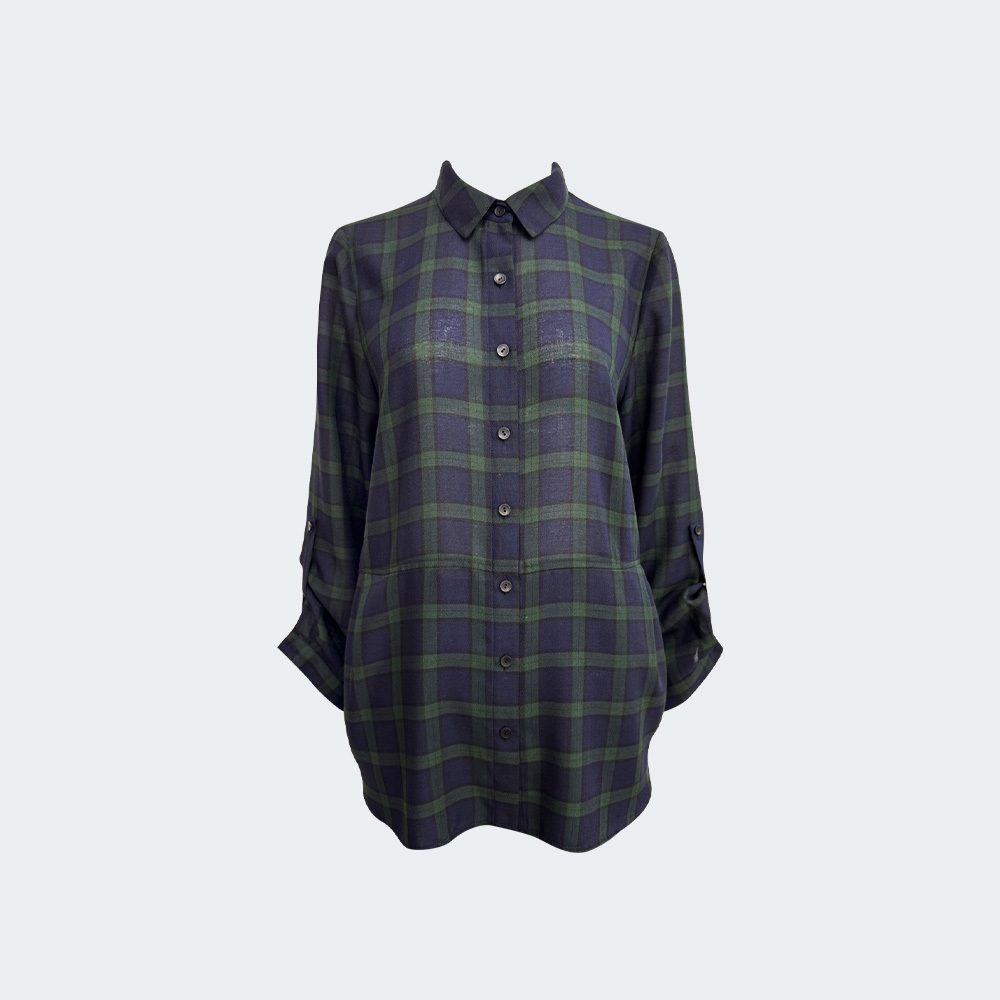 蘇格蘭格紋柔雅七分袖襯衫