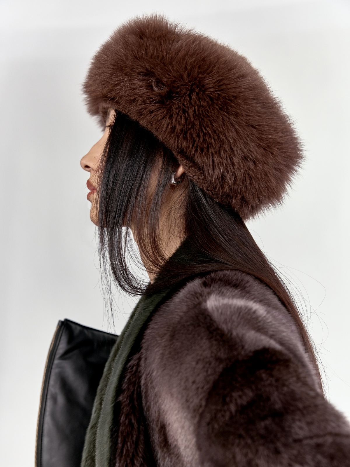 HANAA 新款狐狸毛圍邊純羊絨御寒護耳帽