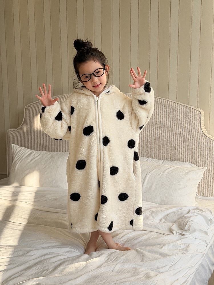 可愛保暖雙面珊瑚絨睡袍