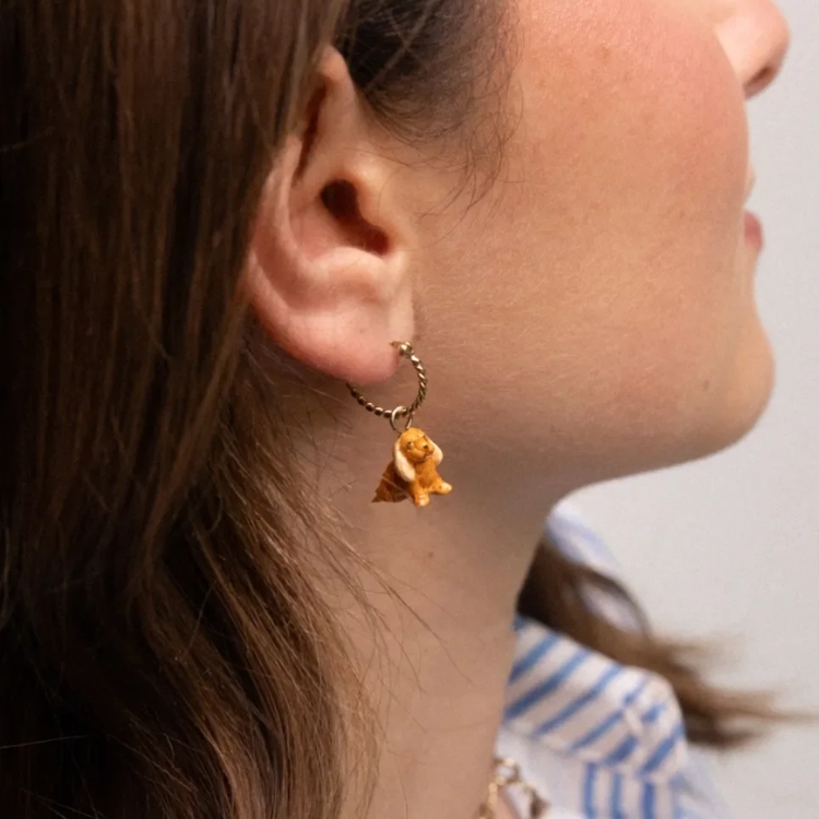 可卡犬迷你圈型耳環-單只