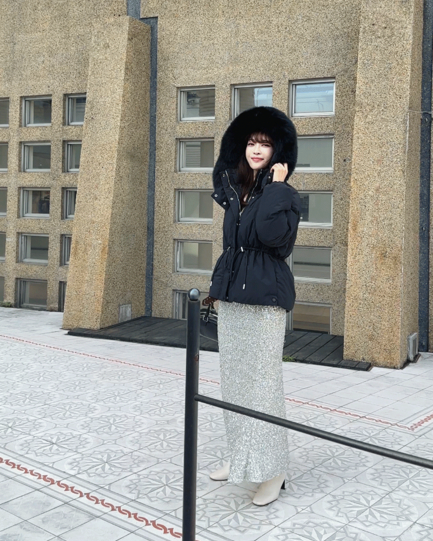 LINA LINA芬蘭境地極暖漂亮毛領束口羽絨外套-氣勢黑