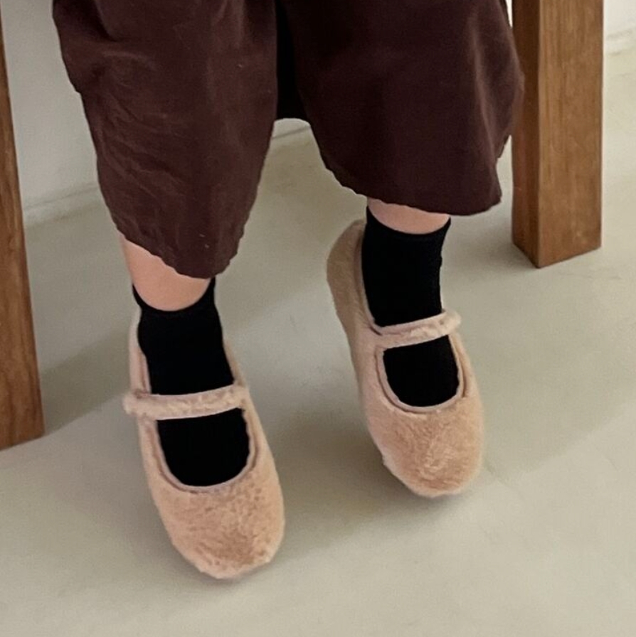 NINOLINDO 毛絨瑪莉珍鞋 FUR maryjane - beige
