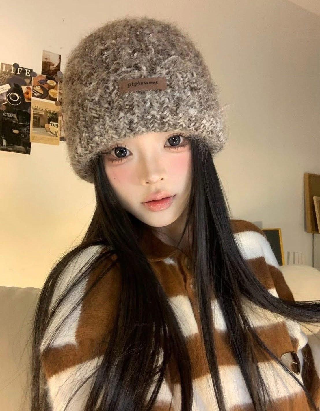 小標pipisweet混色毛帽