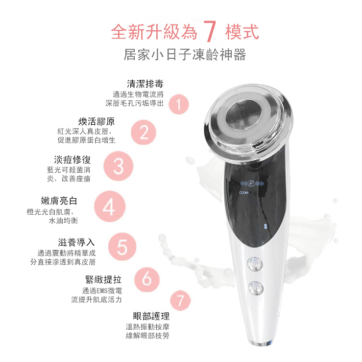 韓國JK 新款七模式EMS美容儀淨顏嫩膚儀精華導入儀 J0564