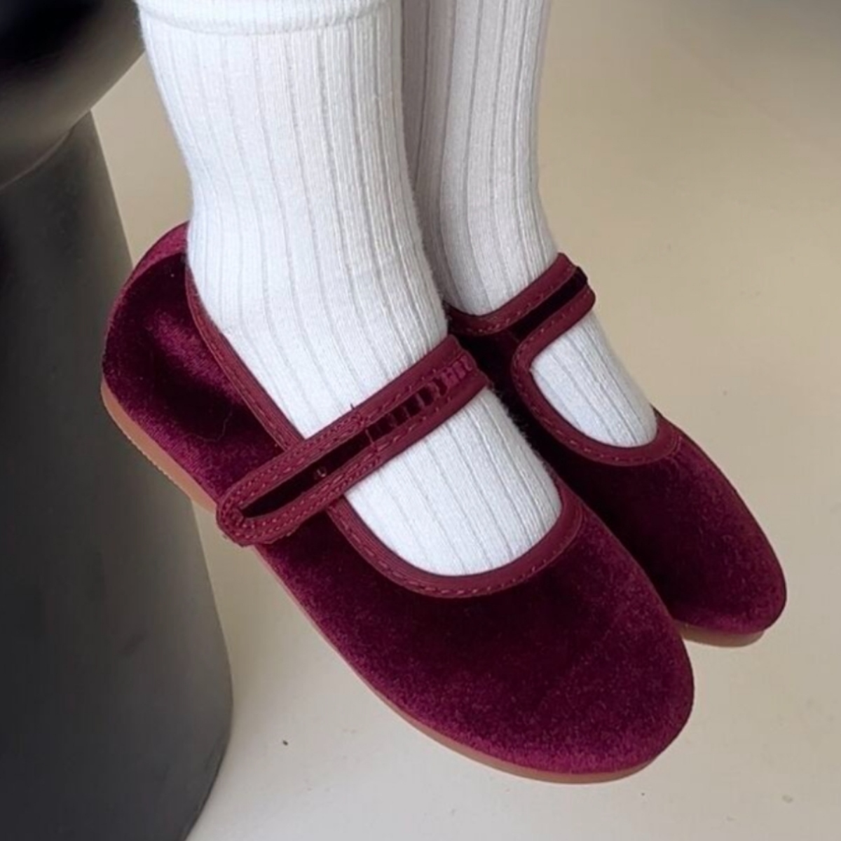 NINOLINDO 天鵝絨瑪莉珍鞋 VELVET maryjane - wine