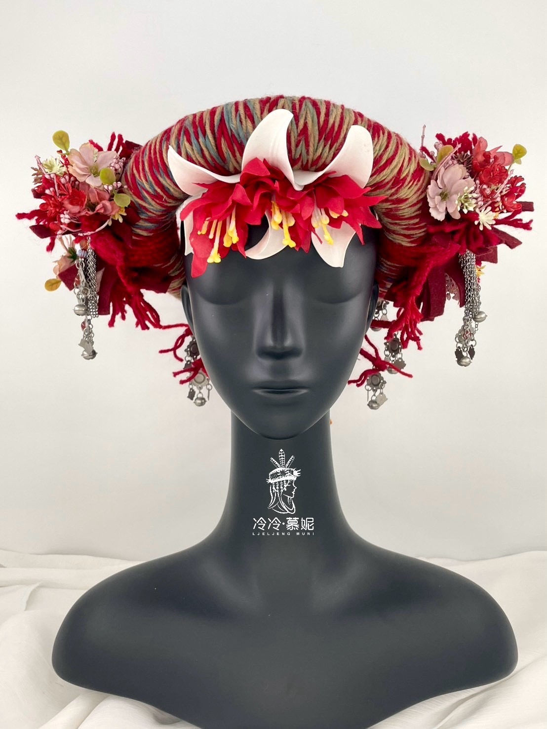 M-No.2毛線配花頭飾55cm