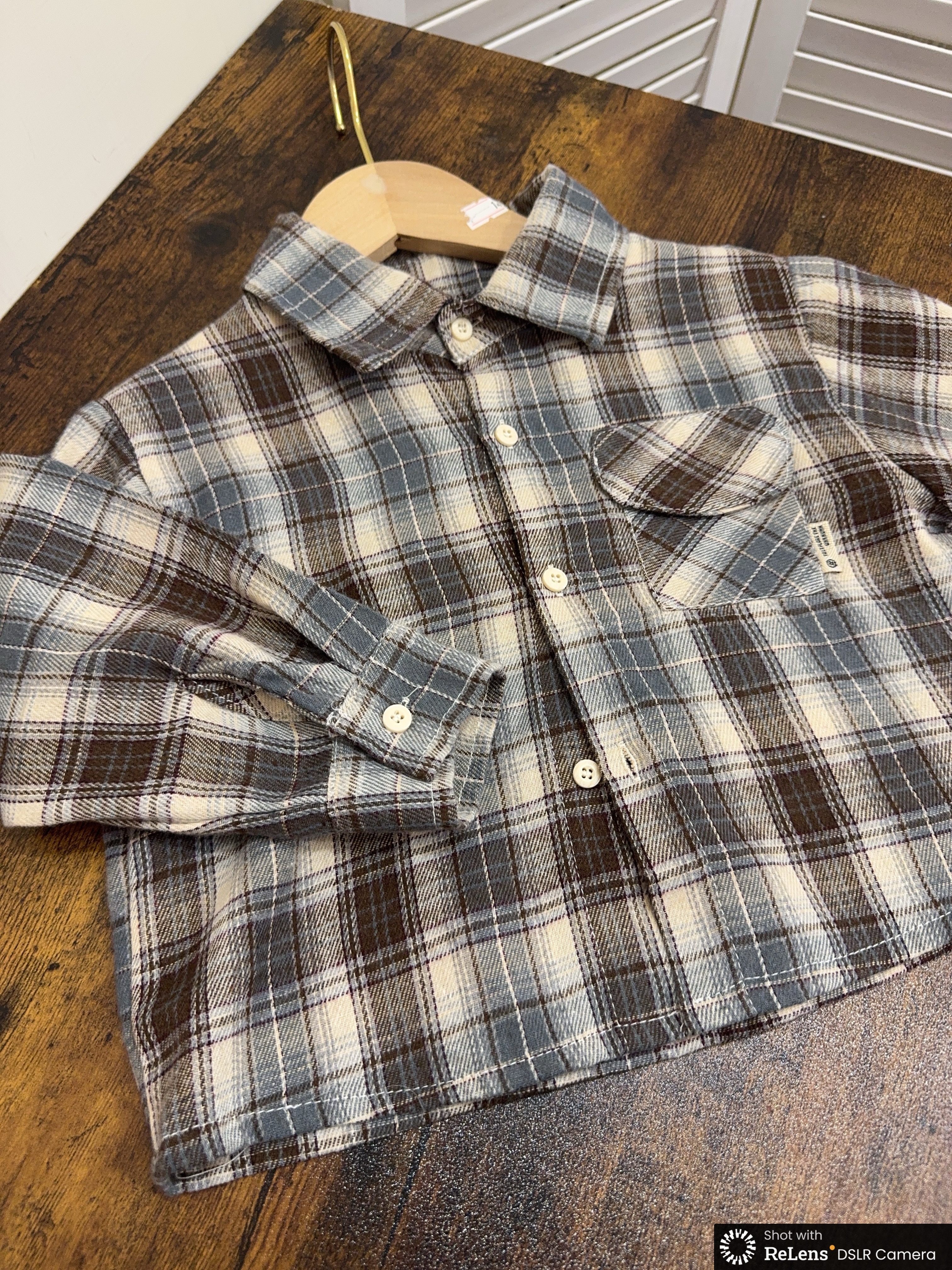 NH6619小口袋格子襯衫