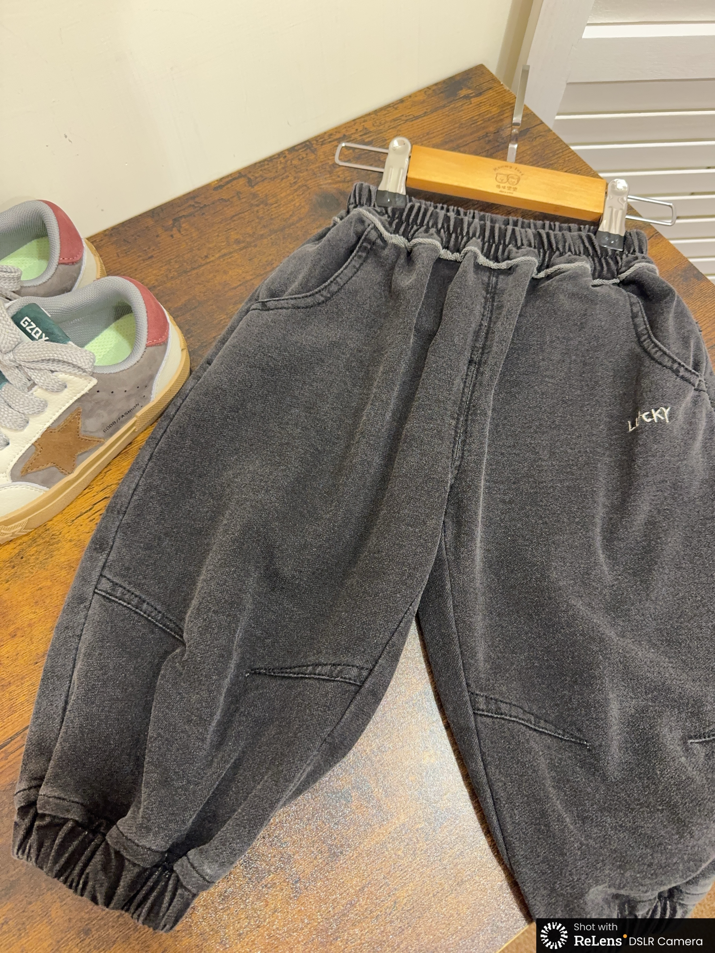 NH6525水洗刷舊縮口棉褲