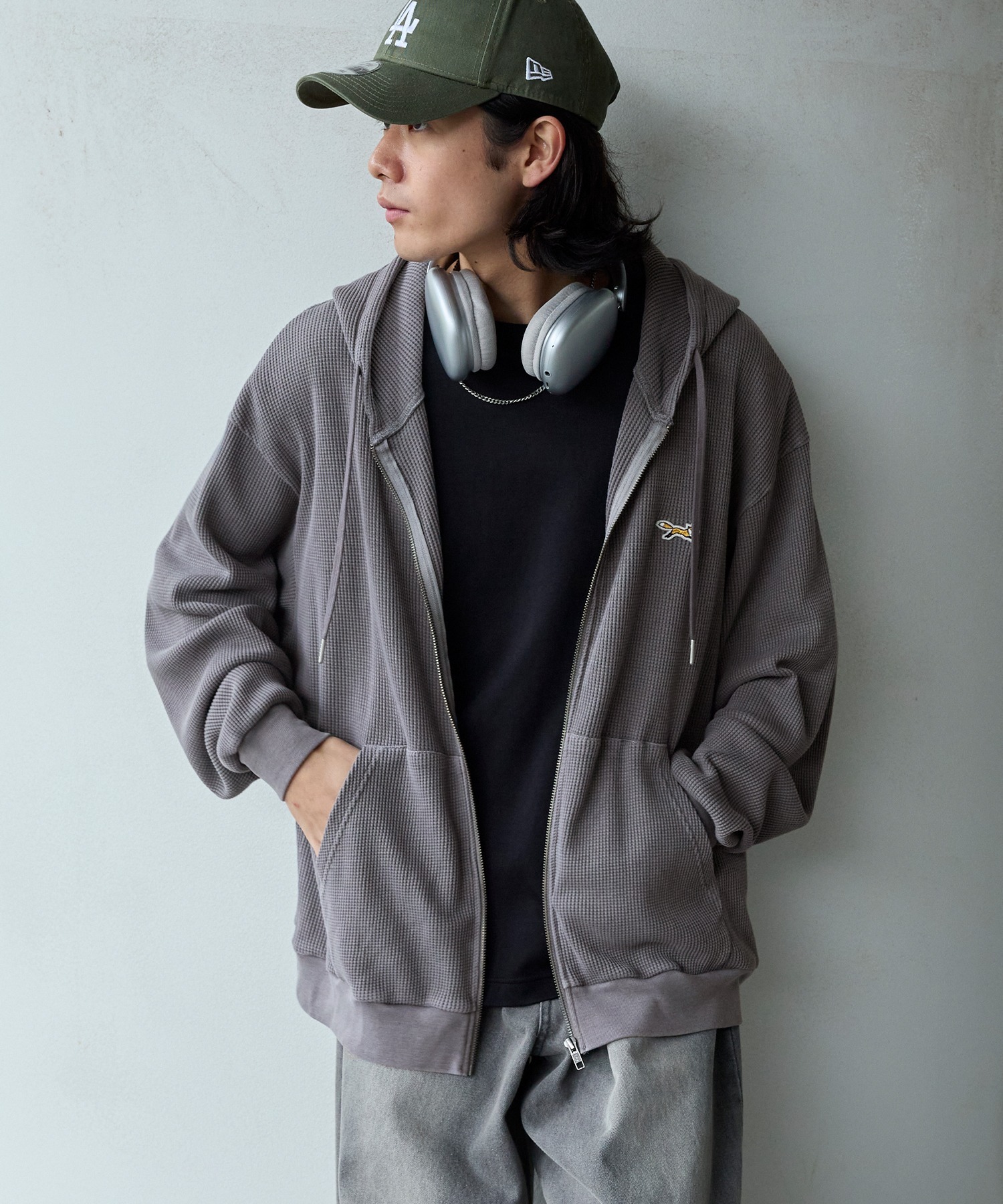 Penneys the fox 厚磅華夫格拉鍊連帽外套 日系選品 pa725