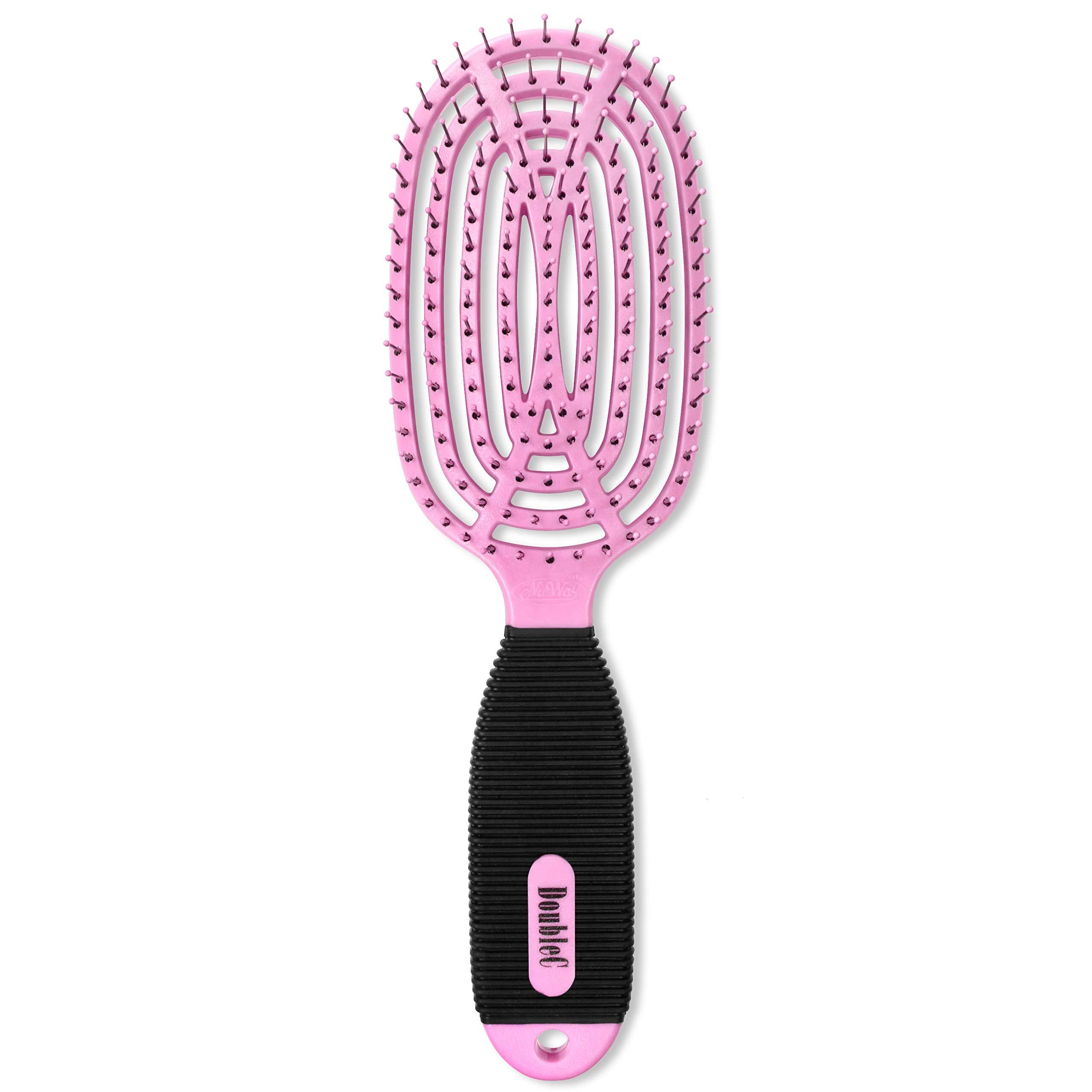 NuWay4Hair 施魔梳 (Double C 系) (Rose Pink) Curved Detangler Brush