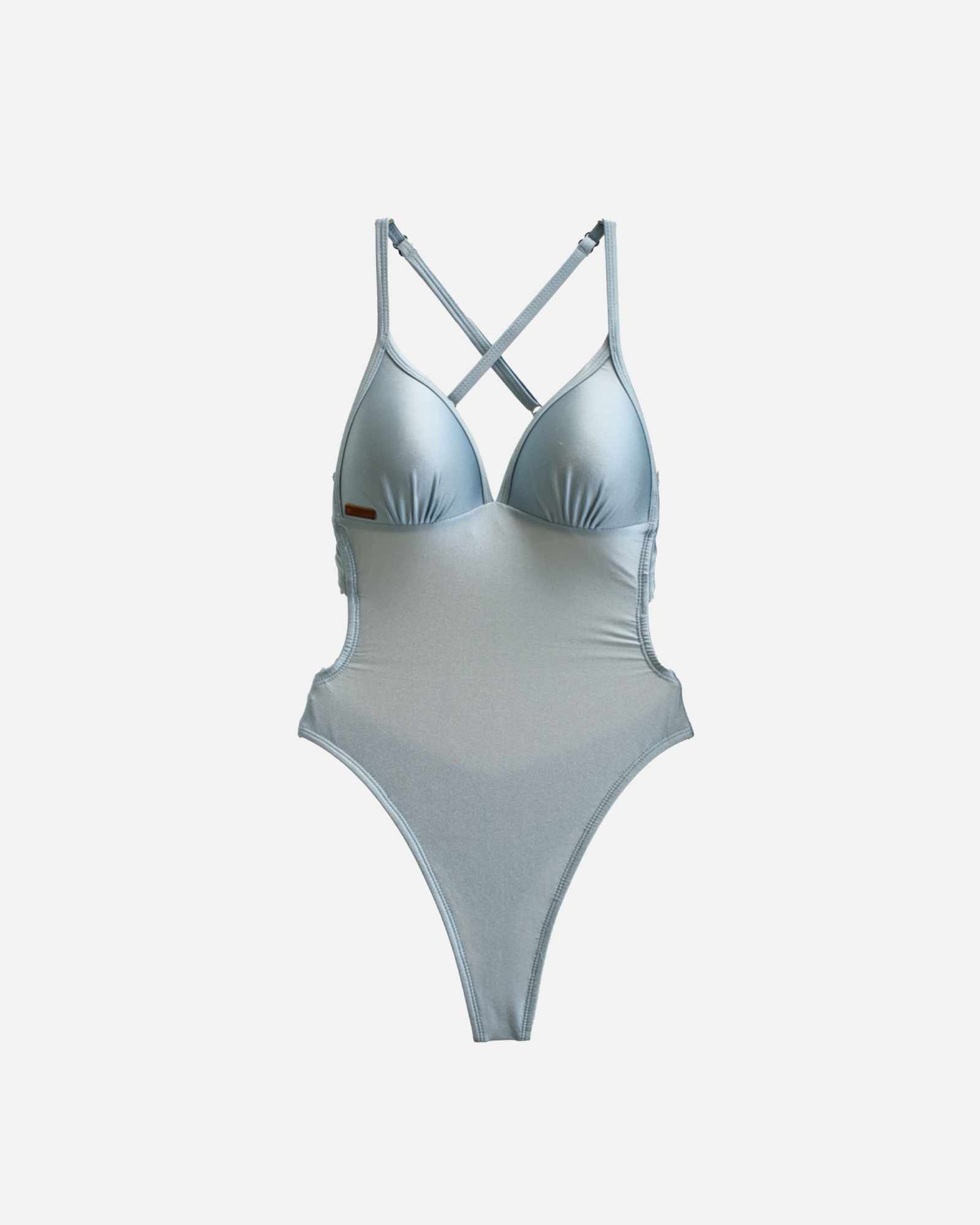 【絲光灰藍】UPVEW 三角美胸海鷗丁連身泳裝