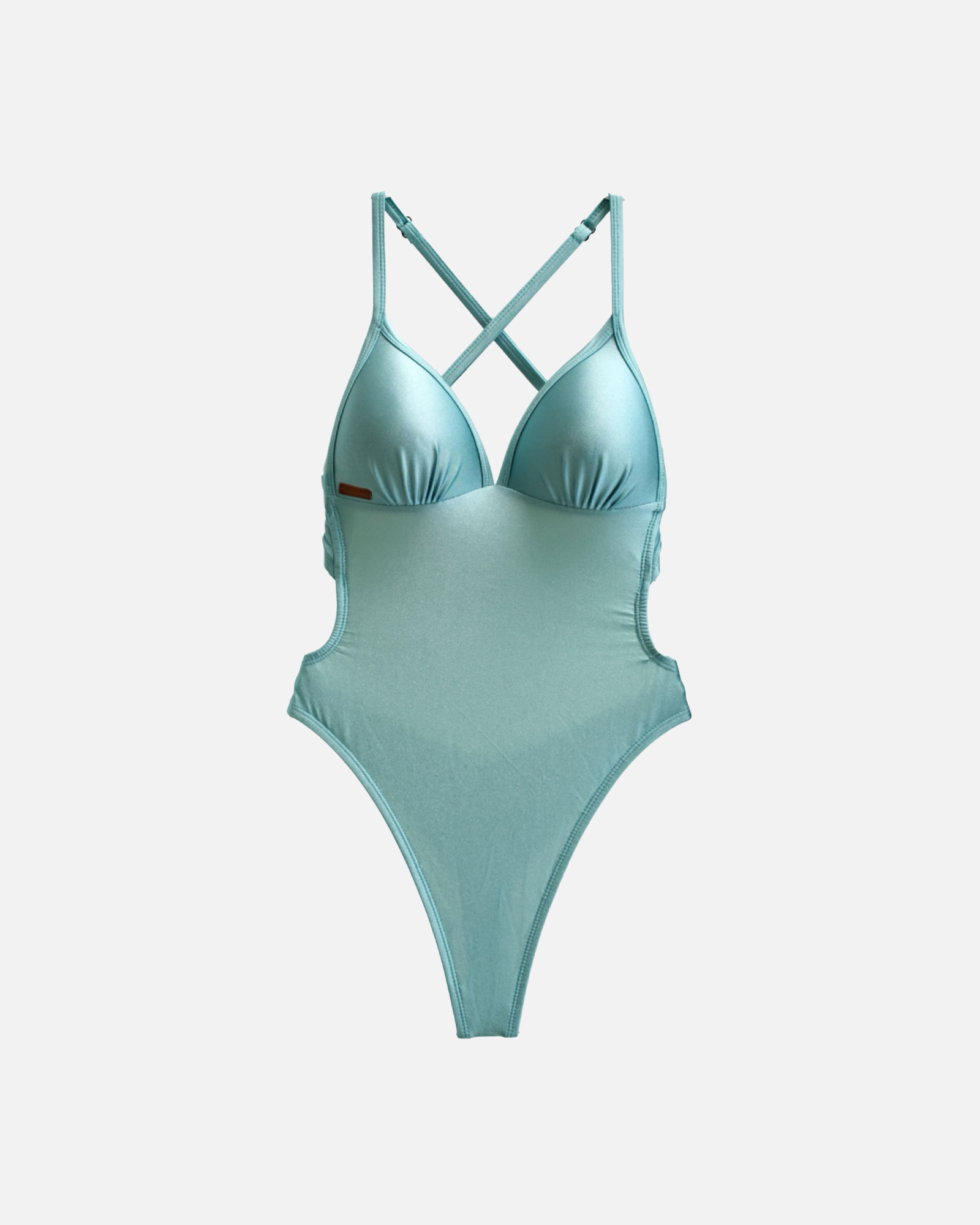 【絲光霧霾藍】UPVEW 三角美胸海鷗丁連身泳裝