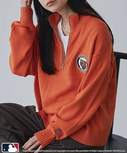 【預購】JN111204 MLB 獨家單點標誌半拉鍊針織上衣