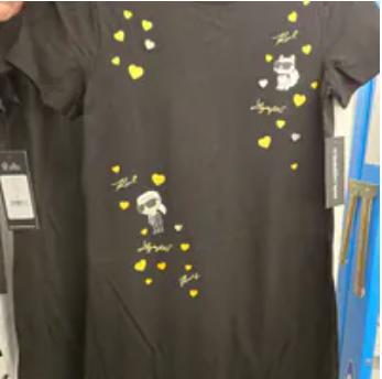 [S] KARL LAGERFELD BLACK GOLD CATE PINS T-SHIRT DRESS , L5WDB015-BKG (SKL1432)