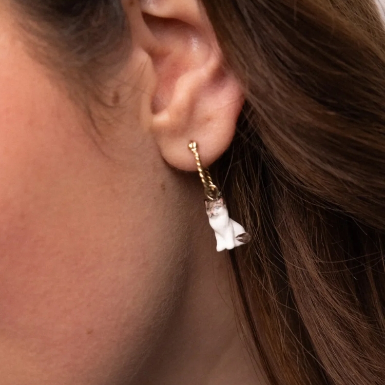 布偶貓迷你圈型耳環-單只