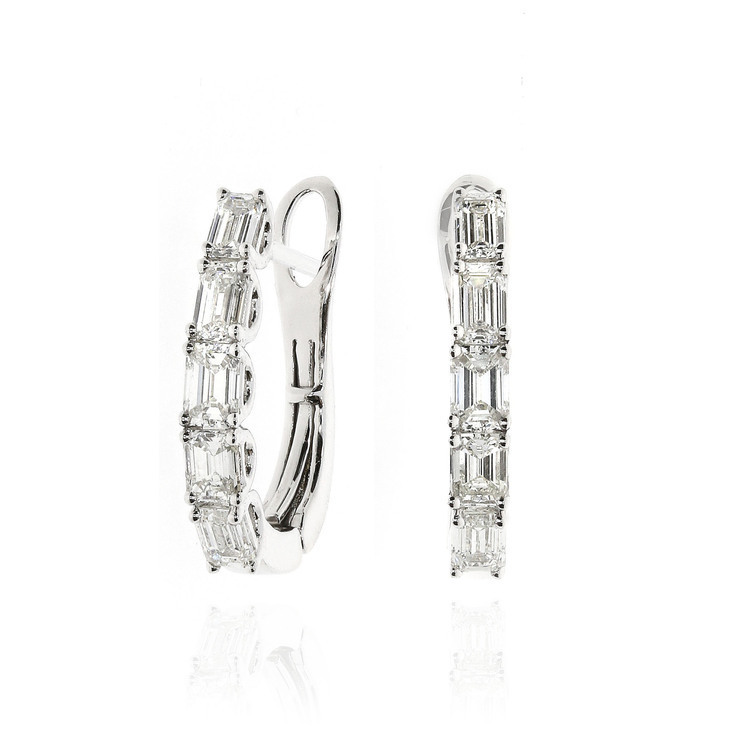 祖母綠切割鑽石圈形耳環