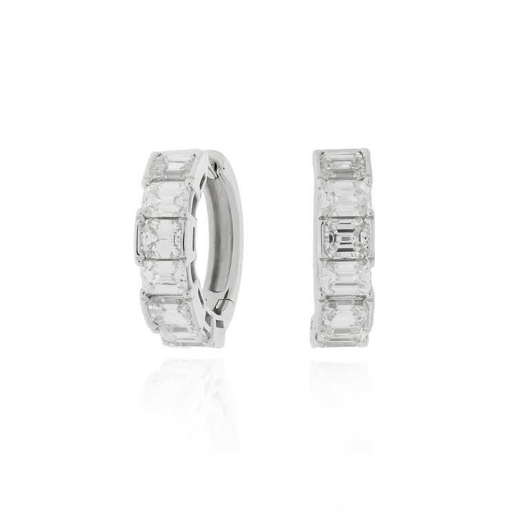 祖母綠切割鑽石圈形耳環