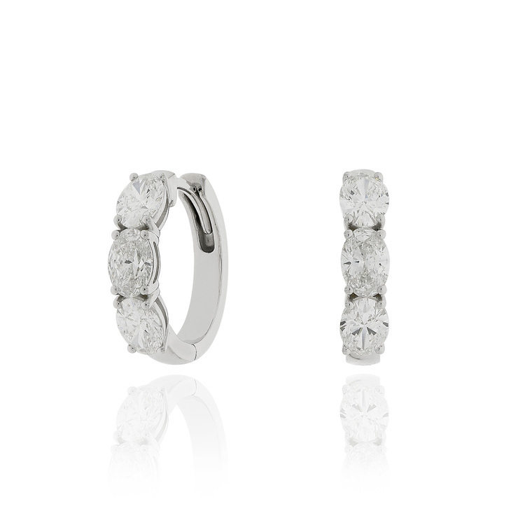 橢圓形鑽石圈形耳環