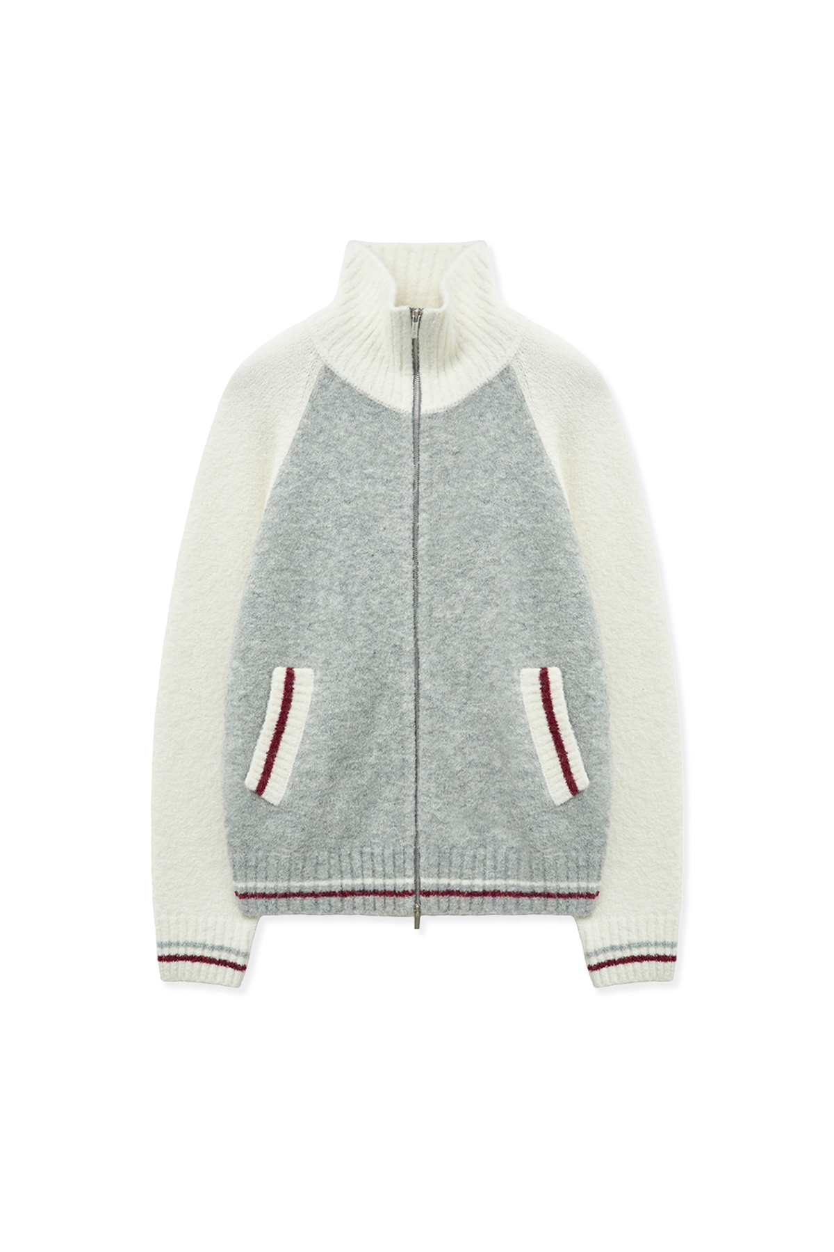 高領拉格蘭袖針織外套女款 象牙白