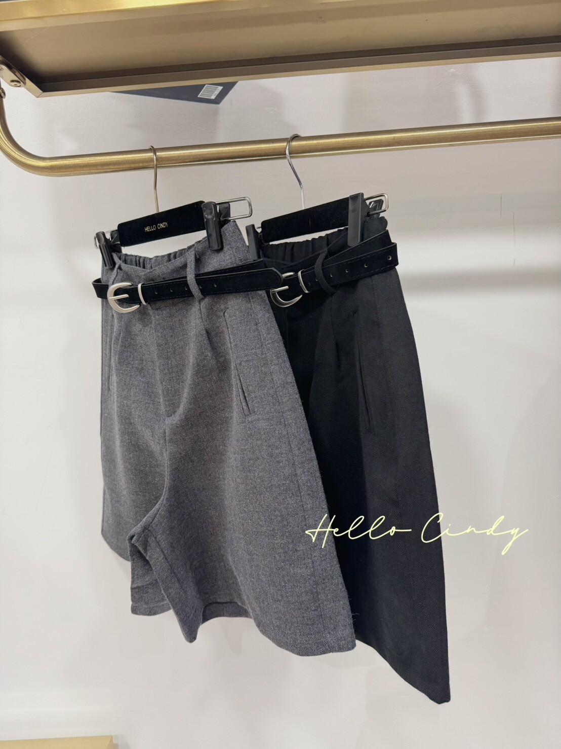 B11058 優雅的微毛感5分西裝褲（附腰帶）