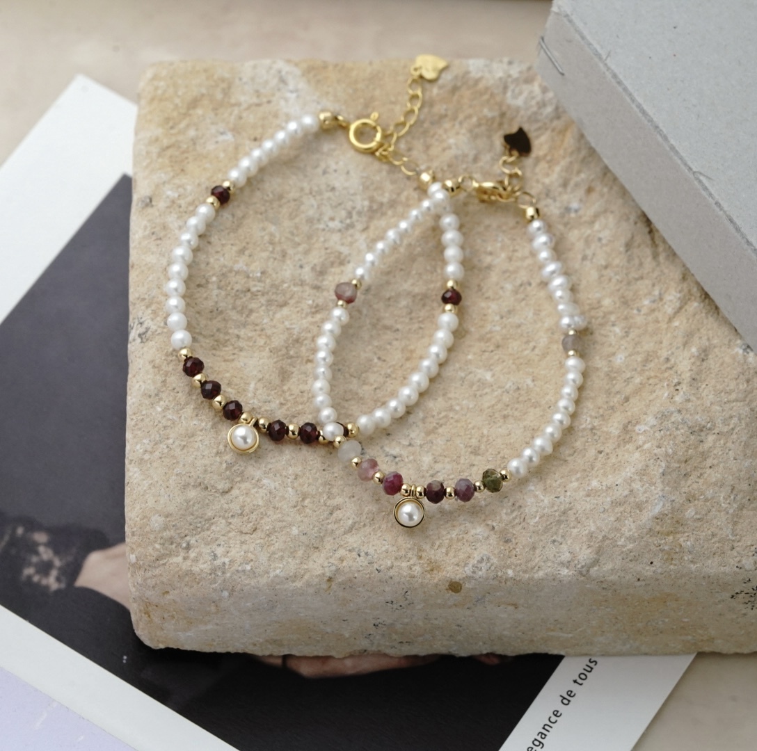 svb40 石榴/碧璽淡水珍珠