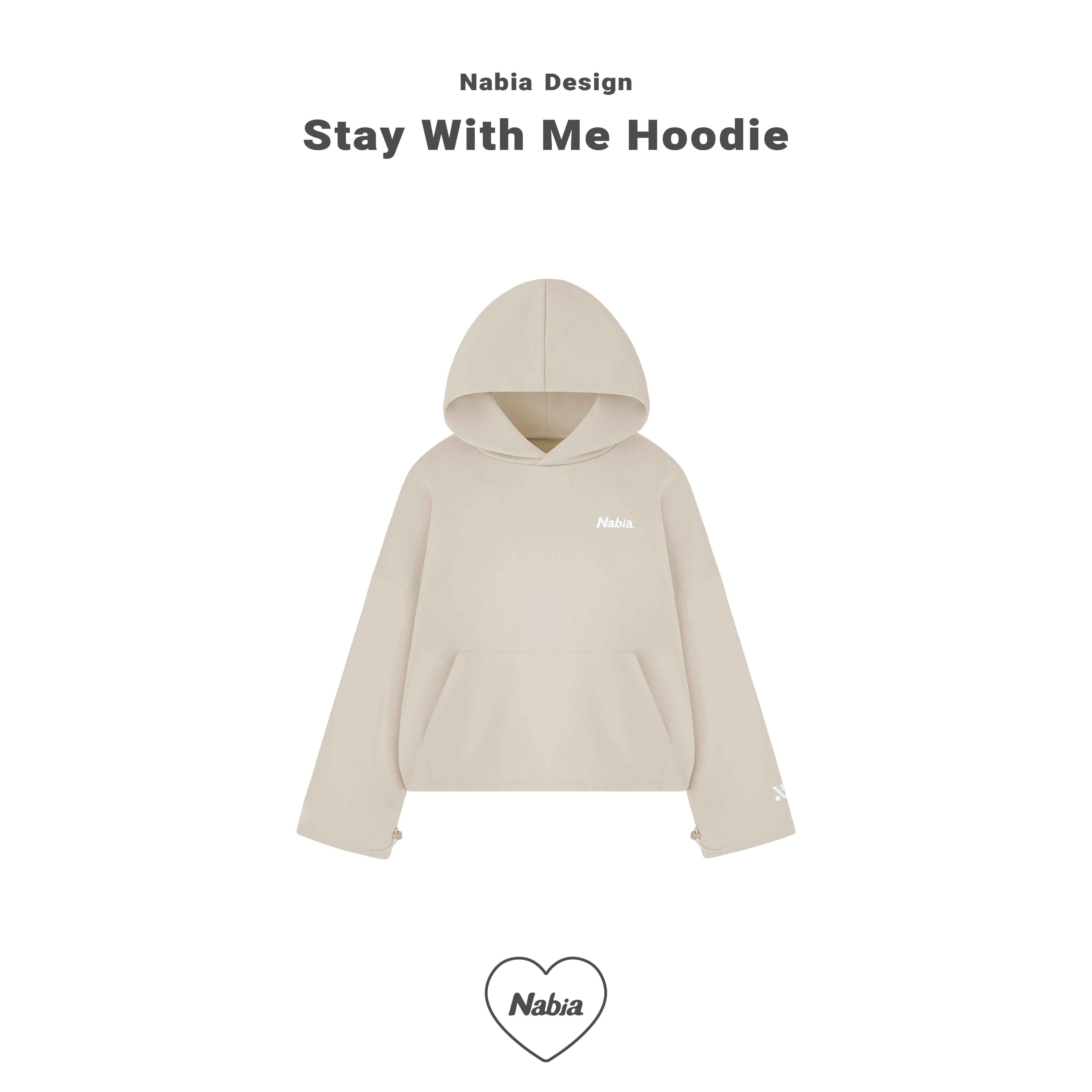 燕麥拿鐵寬鬆抽繩帽T