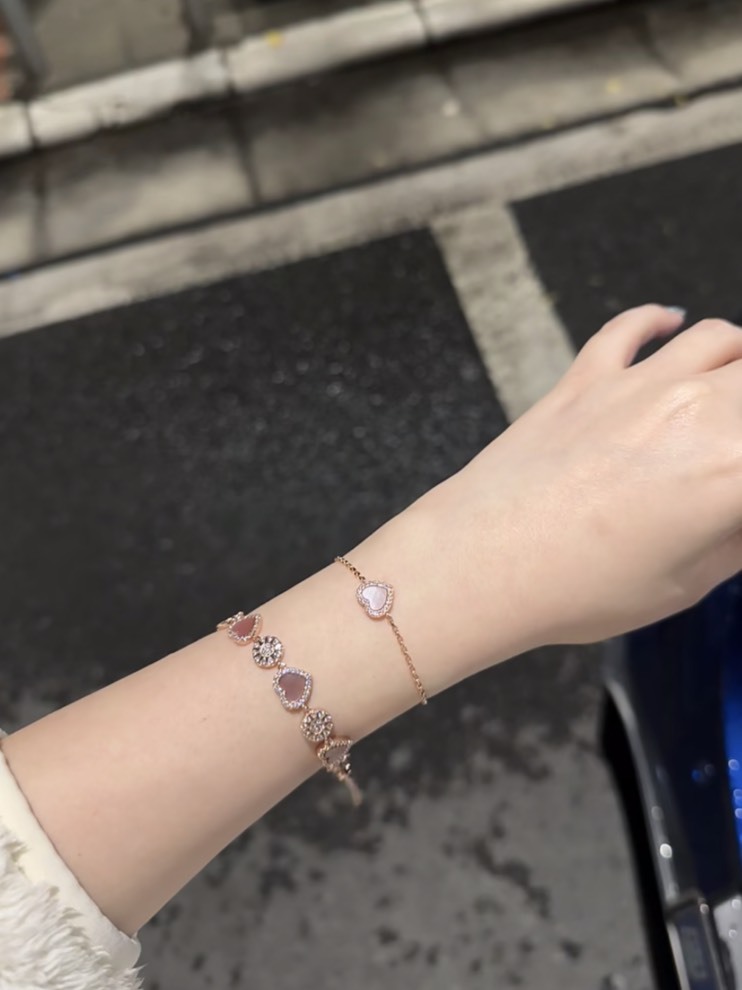 韓國 APM 粉母貝愛心可調節項鍊