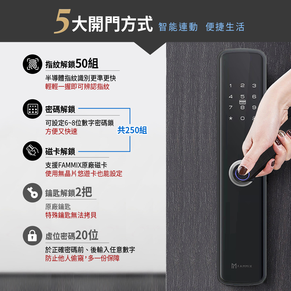 Fammix,菲米斯,智能門鎖,門鎖,Fammix智能門鎖,1620 夫妻生活,換掉建商附的電子鎖!CP超高但好用嗎?密碼拍給你看也不怕,1620,台灣品牌FAMMIX,五合一指紋電子鎖,FAMMIX菲米斯電子鎖